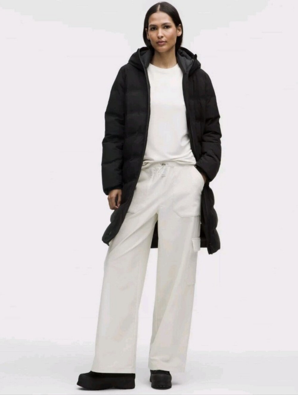 lululemon athletica Black Hooded Long Puffer